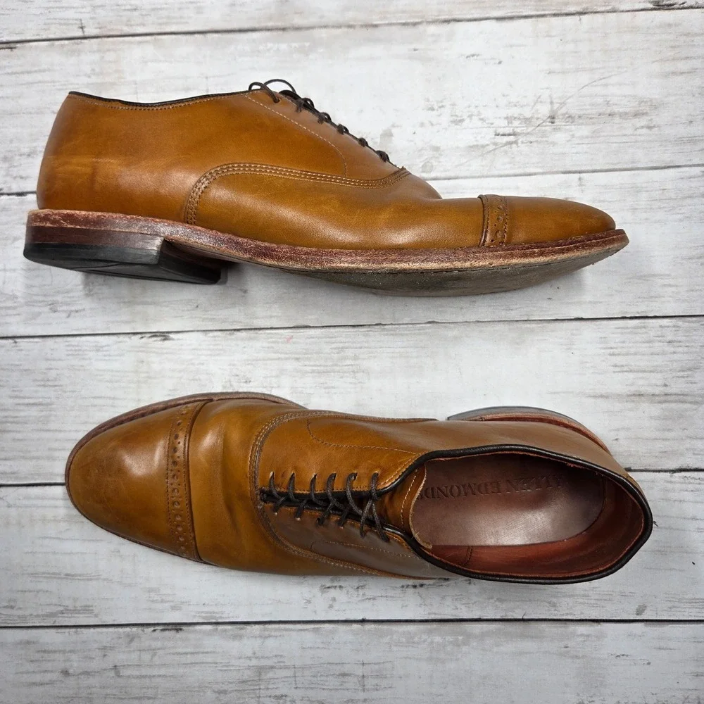 Allen Edmonds Fifth Avenue Oxford Cap Toe Men 10 D Walnut Leather Dress Shoes